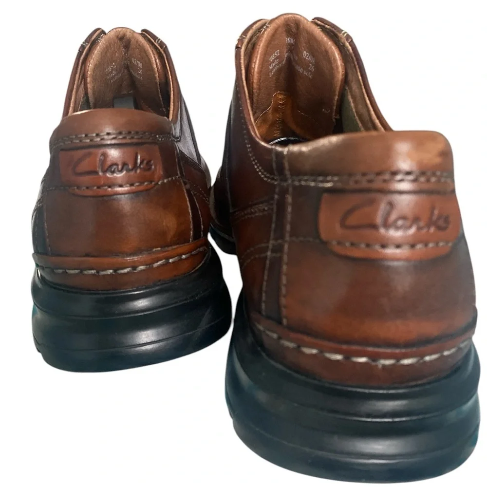 Clarks Touareg Vibe Two Tone Brown Leather Lace Up Oxford Shoes Men’s 10 Comfort